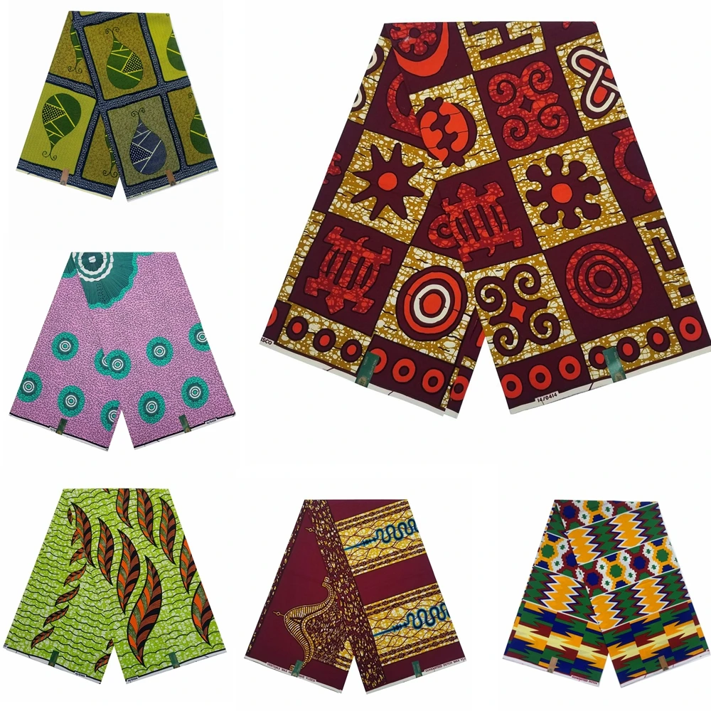 

6Yards Wax Fabric Ankara Fabric Wax Netherlands Print Fabric African 100% Cotton Soft African Super Real Wax Pagne For Dress
