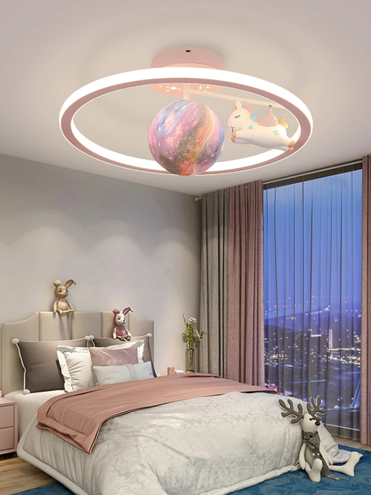 

Children's Room Ceiling Light Girl Eye Protection LED Lamp Modern Simple Cartoon Creative Unicorn Planet Bedroom Light