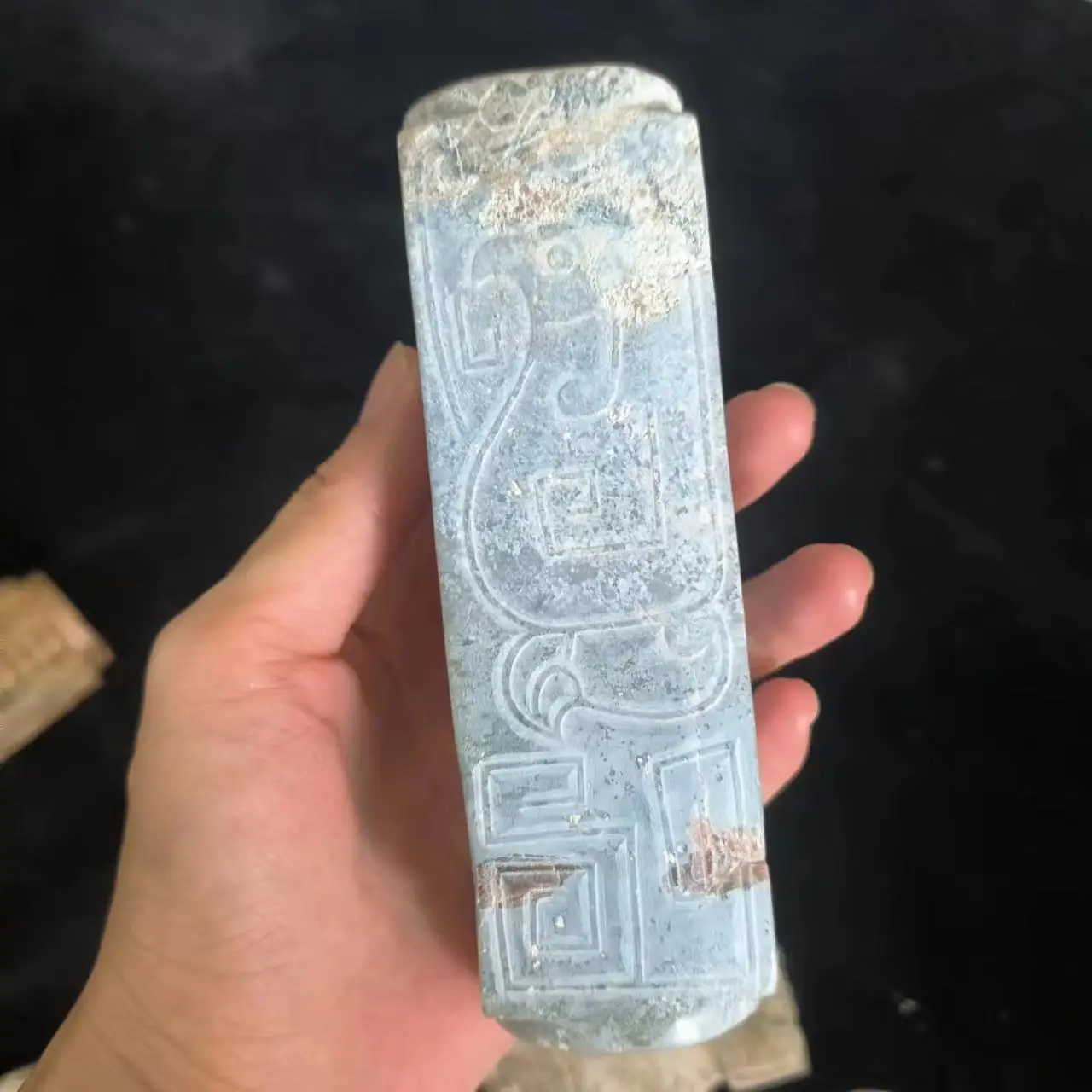 1pcs/lot Natural Hetian ancient jade ancient totem ornament Yuqi Thousand-year-old totem sacred Ethnic style Collectible rare