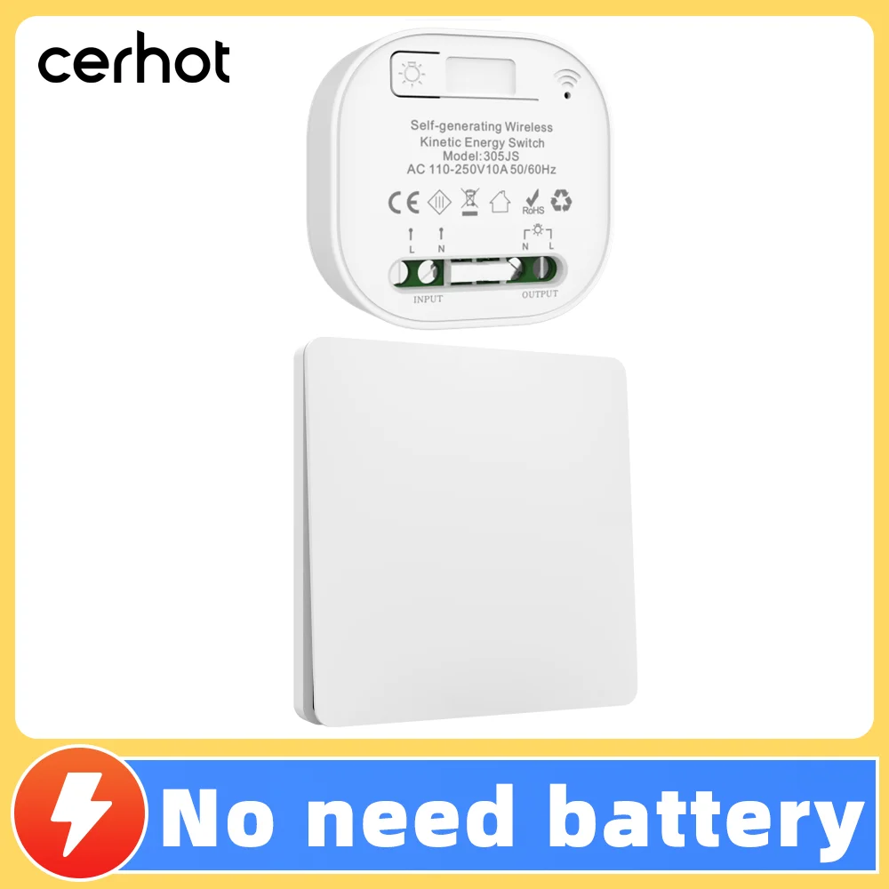 

Cerhot Smart Home Self Powered Wireless Switches For Lights Kinetic Light Switch Kit Remote Light Switches Wireless Push Button