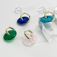 2022 new colorful transparent stone glass metal circle round hoop earrings for women girls party travel jewelry gifts