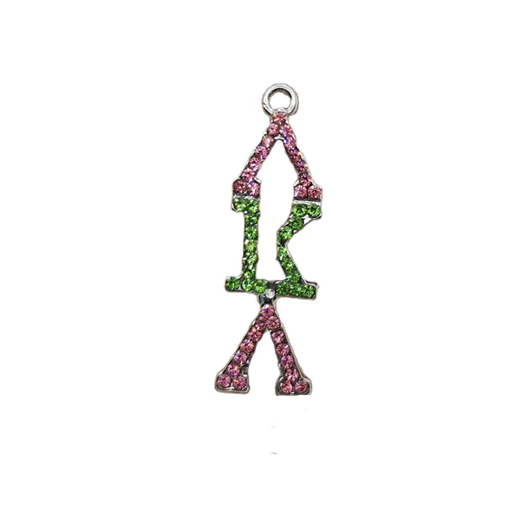 

10Pcs Greek Sorority Pink Green Letter Pendant Charms Bracelet Necklace Women Jewelry Making Accessories