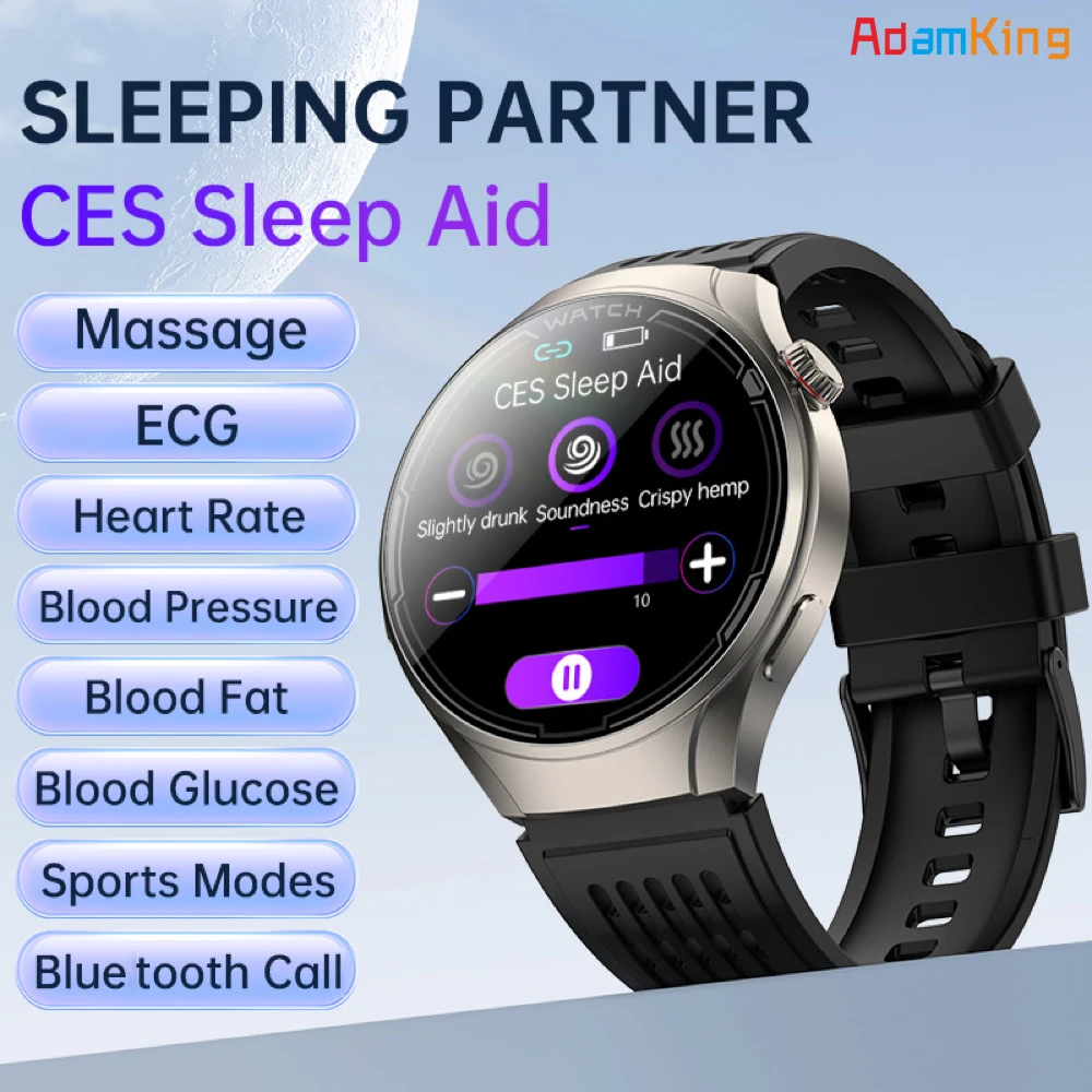 CES Sleep Aid Массаж ЭКГ PPG Цукор в крови BLood Lipids Мочевая кислота Здоровье Смарт-часы Blue