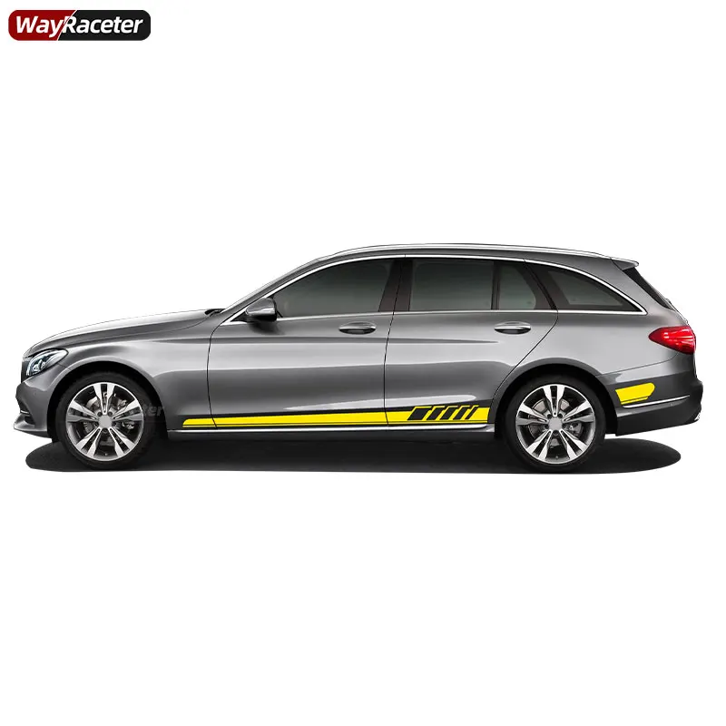 Наклейка на юбку с одной дверью и боковыми полосками для Mercedes Benz W205 C63 AMG C Class Coupe C205