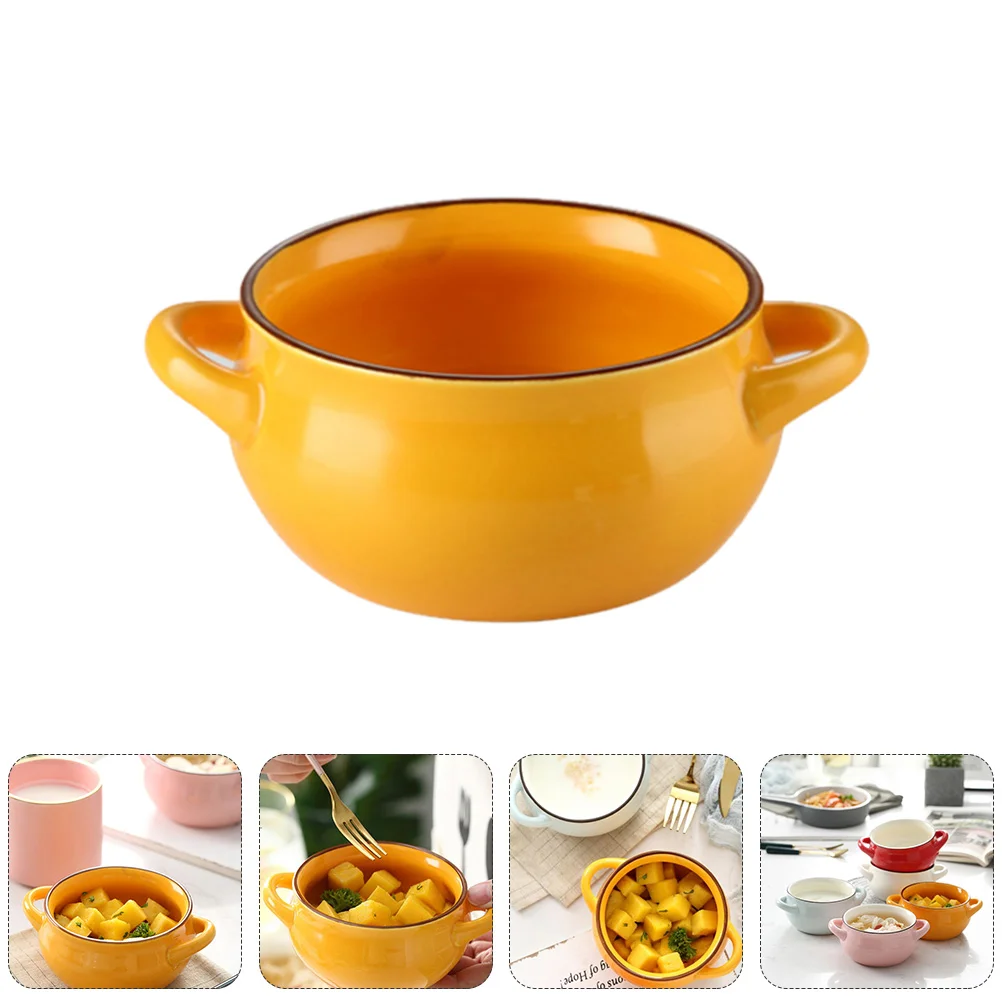 

Bowl Bowls Ceramic Soup Pudding Porcelain Dessert Serving Ramen Handle Handles Noodle Salad Multipurpose Pottery Cereal Cups