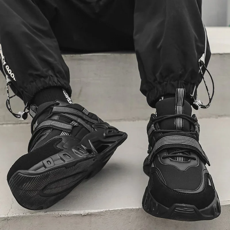 Кожаные кроссовки High Street дизайнерская массивная спортивная обувь Dark-Warrior удобная