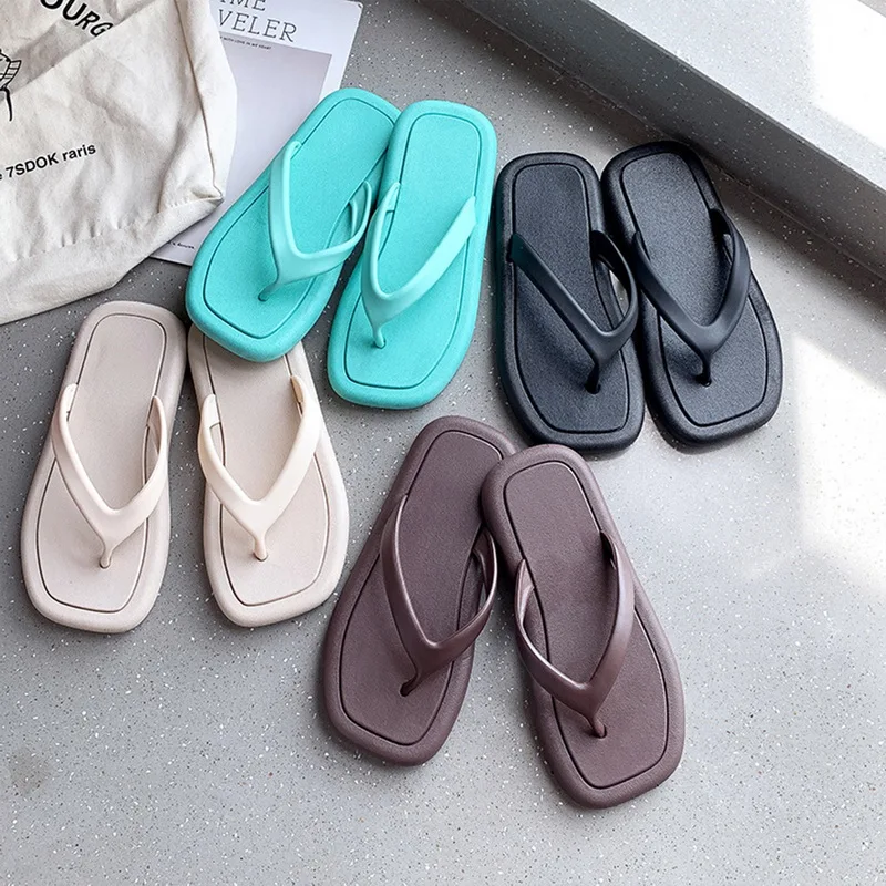 

Женские пляжные шлепанцы, сланцы, мягкая подошва, толстая подошва, Нескользящие, для ванной, плоская подошва, летние тапочки, 2022