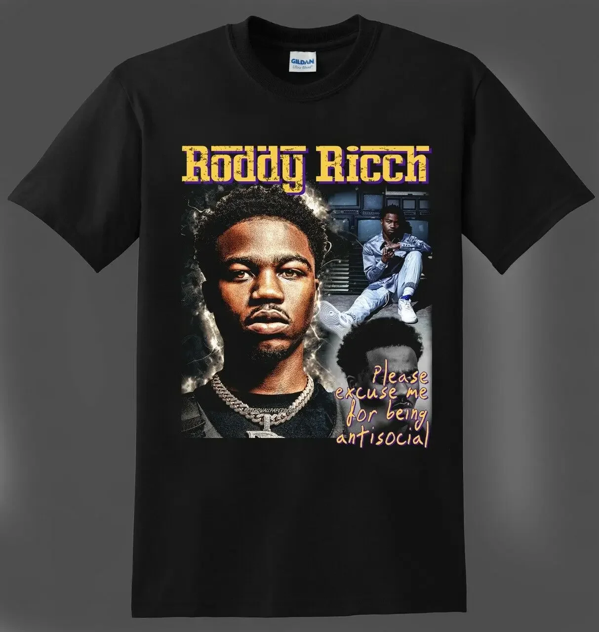 Фото Футболка Roddy Ricch Being Antisocial Inspired Rap Hip Hop Футболка R&B №1