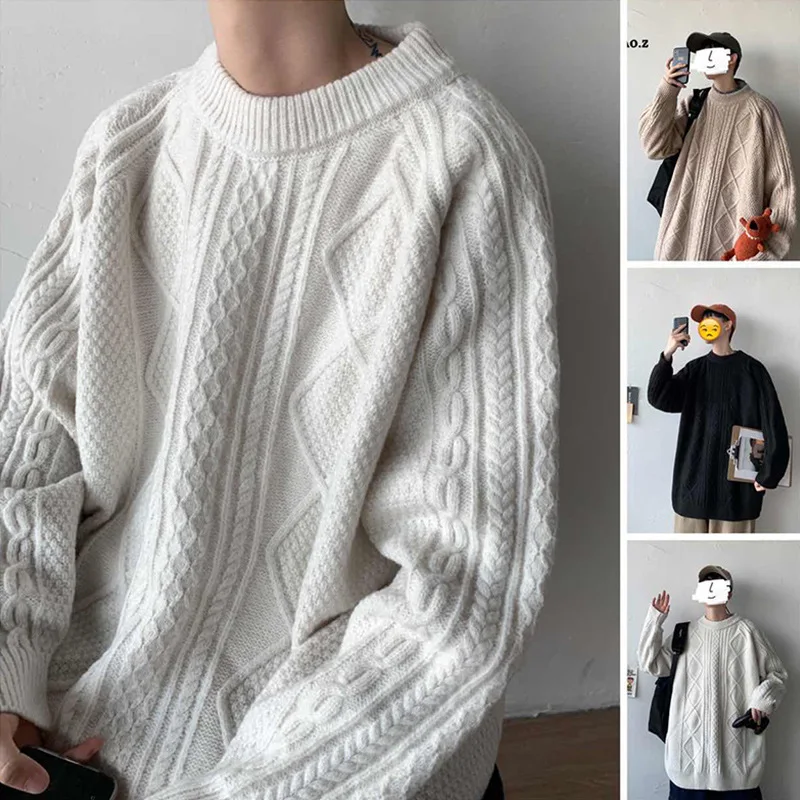 

New Autumn and Winter Sweaters Boys Loose All-Matching Lazy Style Knitwear Coat Ins Trendy Casual Cotton Knitwear