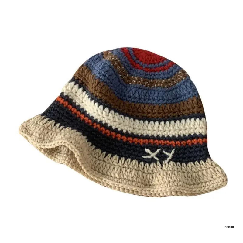 

Women Bohemian Hat Y2K Hot Girl Beanie Hat Pilling Resistant Colorful Stripe Hat