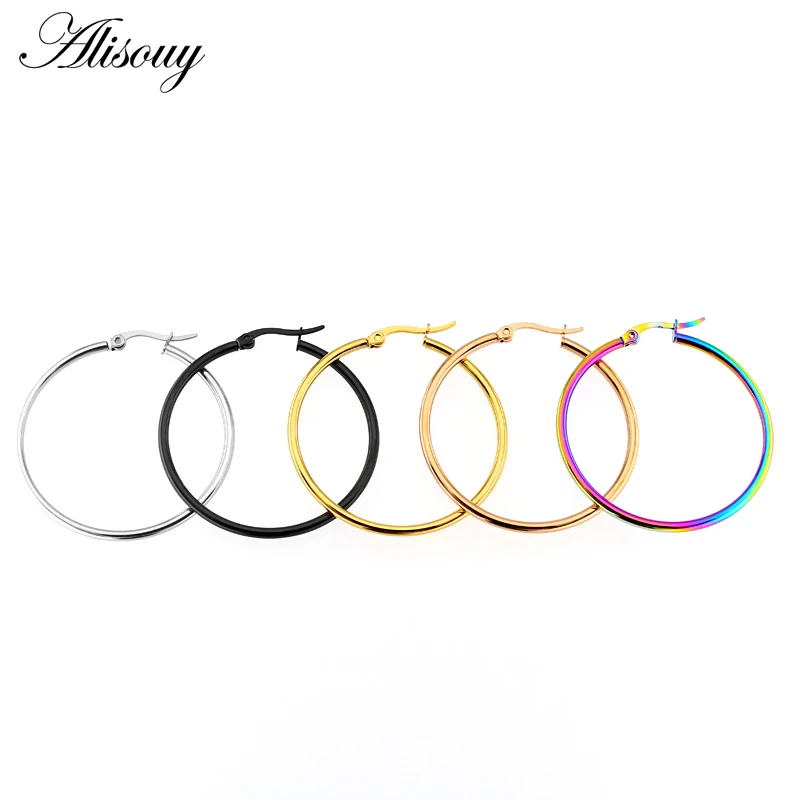 

Alisouy 2PCS 15-75mm Hoop Earrings for Women Classice Round Gold Color Circle Women Jewelry Accessory Punk Brincos Pendientes