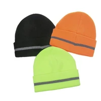 curled hat fluorescent color reflective strip gradient knitted hat warm wool fashion cold hat men and women beanie hat