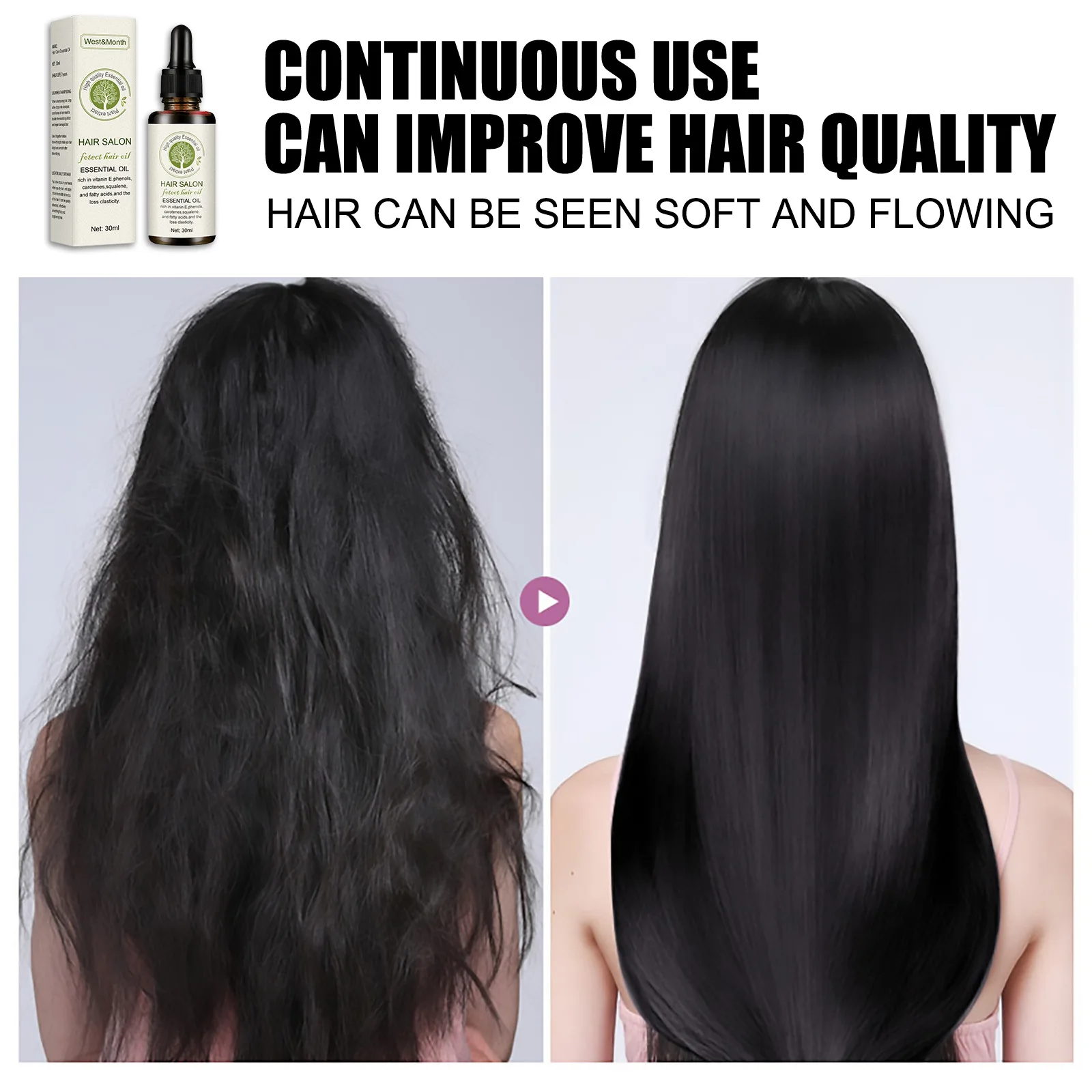 Масло для ухода за волосами West &amp месяц улучшения сухости волос на разрезе против