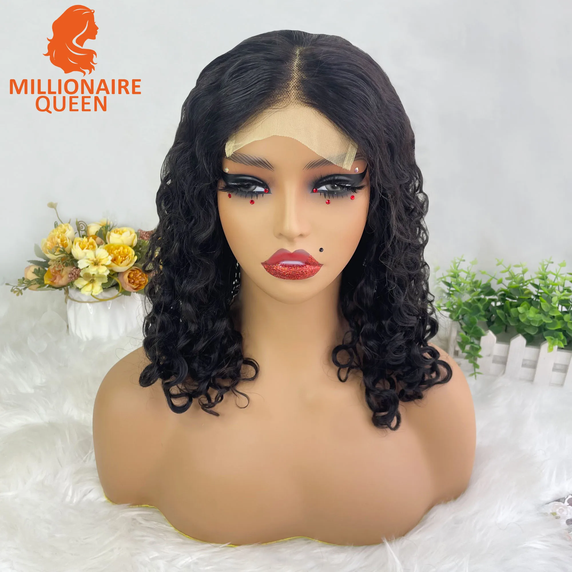 Надувные супер двойные волосы Vietname итальянская волна 4x4 боб парик с 100%