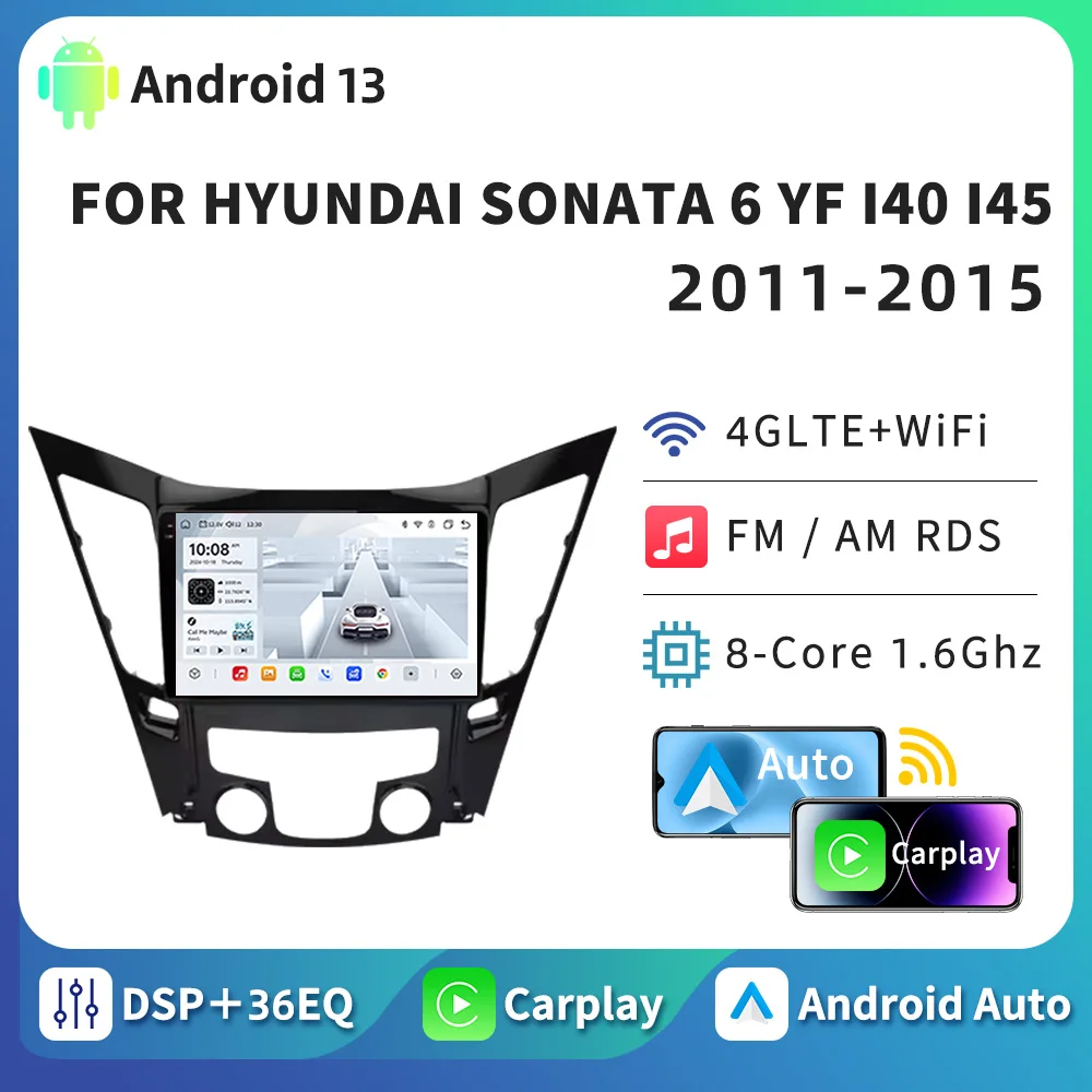 HTZM для Hyundai Sonata 6 YF i40 i45 2011-2015 Carplay Android Авто Мультимедийное радио WiFi 4G Навигация GPS