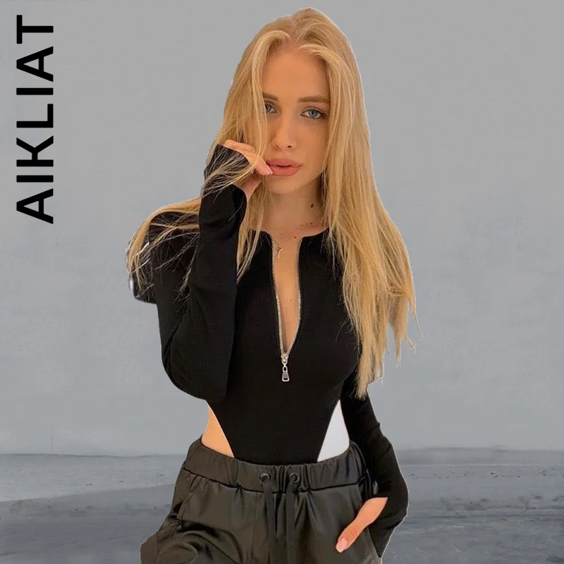 

Aikliat Bodysuit Women Sexy Long Sleeve Basic Party Elegant Body One Piece Bodycon Bodysuit Party Romper Streetwear Female