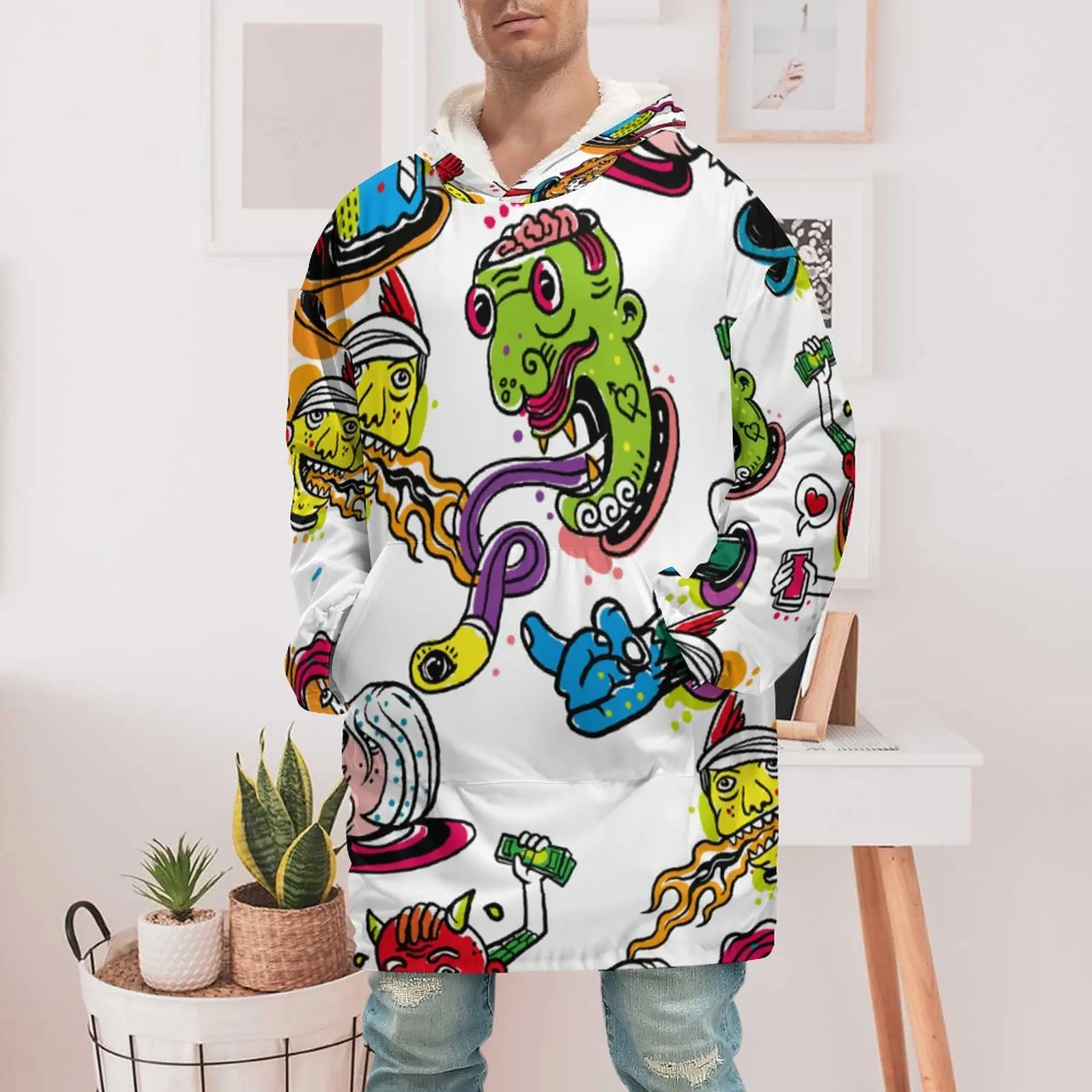 

Blanket with Sleeves Women Oversized Winter Hoodie Fleece Warm Hoodies Giant TV Blanket Women Hoody Couple Men Strange Stuff