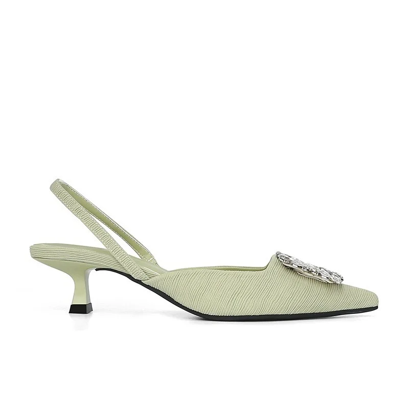 Summer New Women's High Heeled Sandals Rhinestone Square Buckle High-heeled Sandals Women Commuter Pumps Sexy Women's Sandals