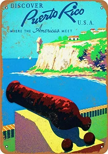 

Новый Винтажный металлический жестяной знак Пуэрто-Рико для путешествий Ретро гараж двор для дома кафе бара клуба отеля настенное украшени...