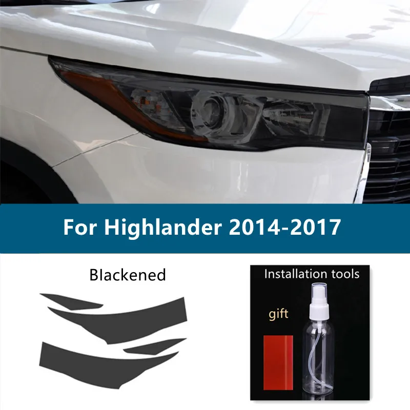 

Car Headlight Protection Tint Film Smoke Black Transparent TPU Sticker For Toyota Highlander 2014 2015 2016 2017 Accessories