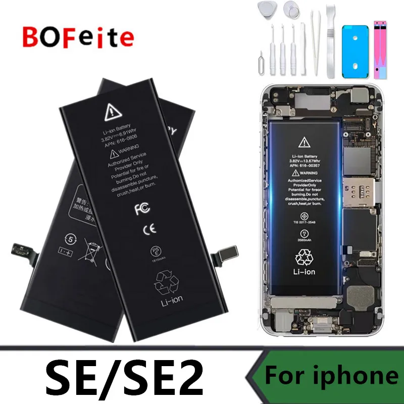 BoFeite Phone Battery For iPhone SE SE2020 Replacement Bateria Original Capacity BatteriesFree  with Repair Tools Kit