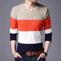 mens long sleeve sweater knit slim sweaters patchwork v neck pullover men clothing sweaters for men spring autumn