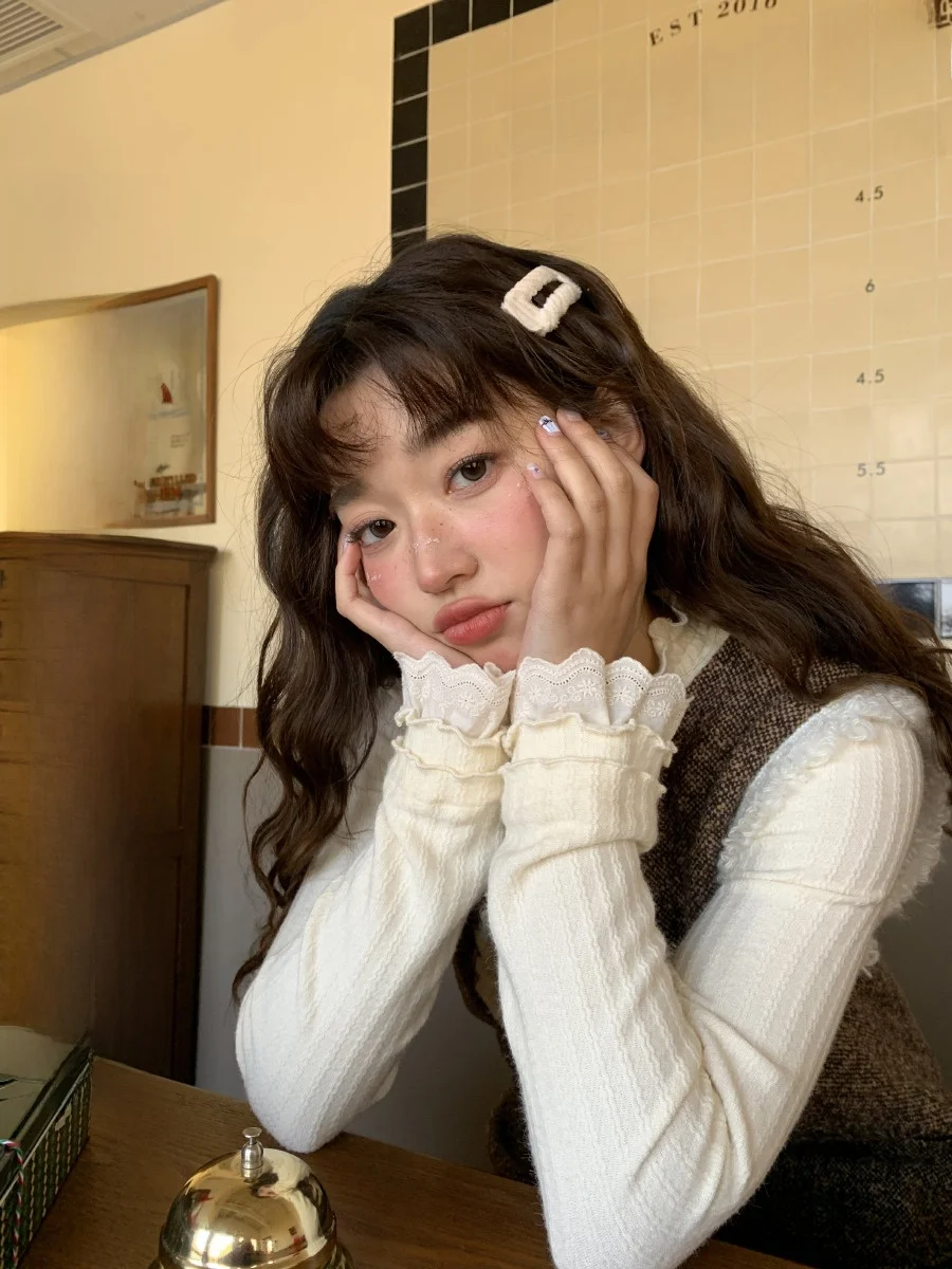 Белая базовая рубашка Jiang Jam с имбирем и женская зимняя новая трикотажная