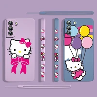 cartoon hello kitty anime for samsung galaxy s22 s21 s20 s10 note 20 10 ultra plus pro fe lite liquid left rope phone case cover