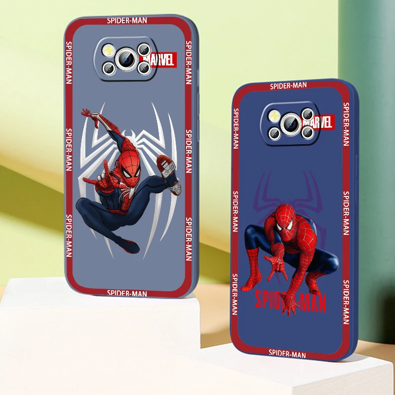

Marvel SpiderMan Avengers Cute Liquid Rope Phone Case For Xiaomi Mi Poco M5s M5 X5 X4 X3 M4 M3 F4 F3 GT Pro NFC 5G Soft Cover