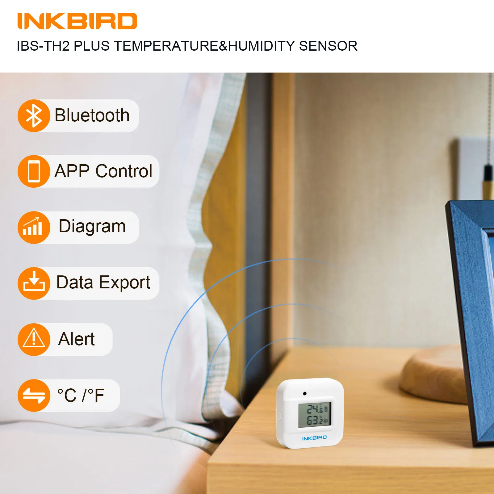Электронная сигарета INKBIRD IBS-TH2 Plus с Bluetooth подсветкой гигрометр термометр датчик