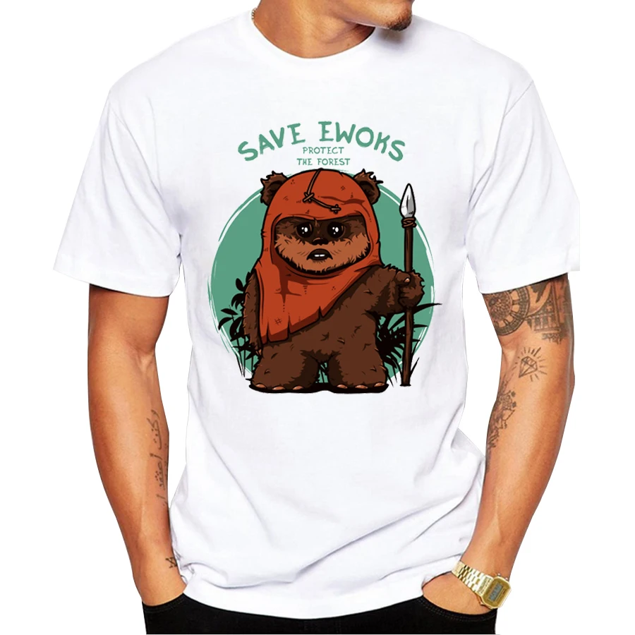 

2018 New Fashion Save Ewoks Design Men T-shirt Short Sleeve Hipster Tops The Cookies Printed t shirts Cool tee