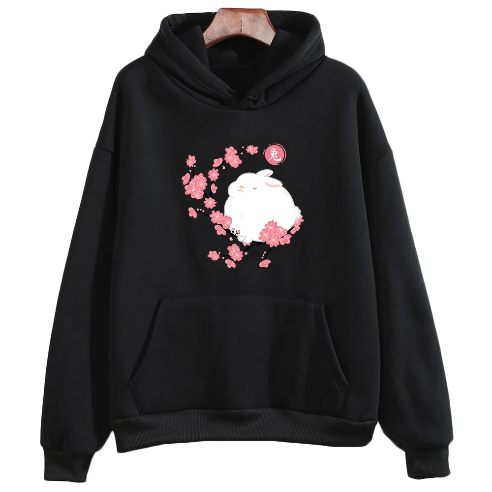 

Sakura Bunny Lovely Rabbit She Stood on A Branch of Flower Anime Hoodie Girl Kawaii/Cute Cartoon Long Sleeve Children Sweatshirt