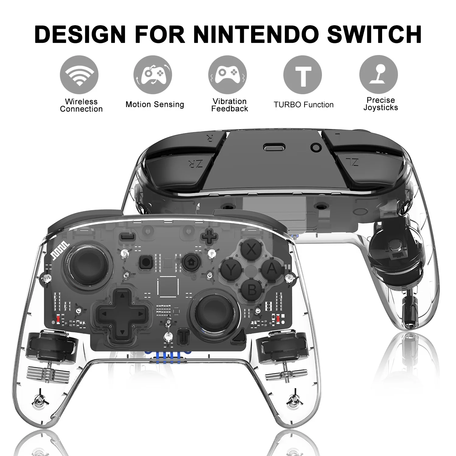 

Suitable for switch pro transparent game controller vibration colored lights Nintendo wake-up NS controller