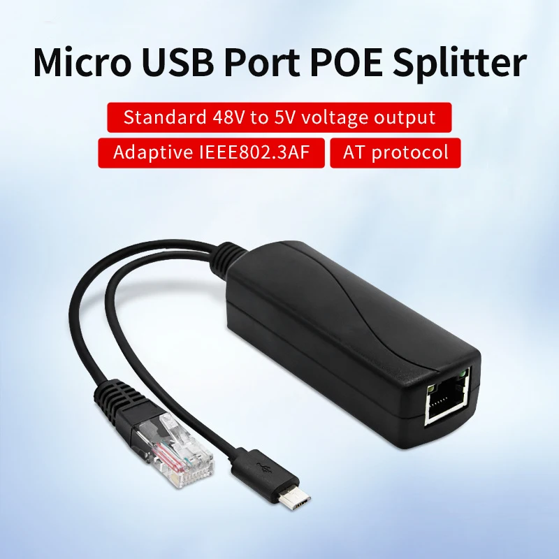 POE сплиттер 48 В до 5 12 Вт Стандартный Micro USB tpye-C порт Разъемы адаптер Кабельный -