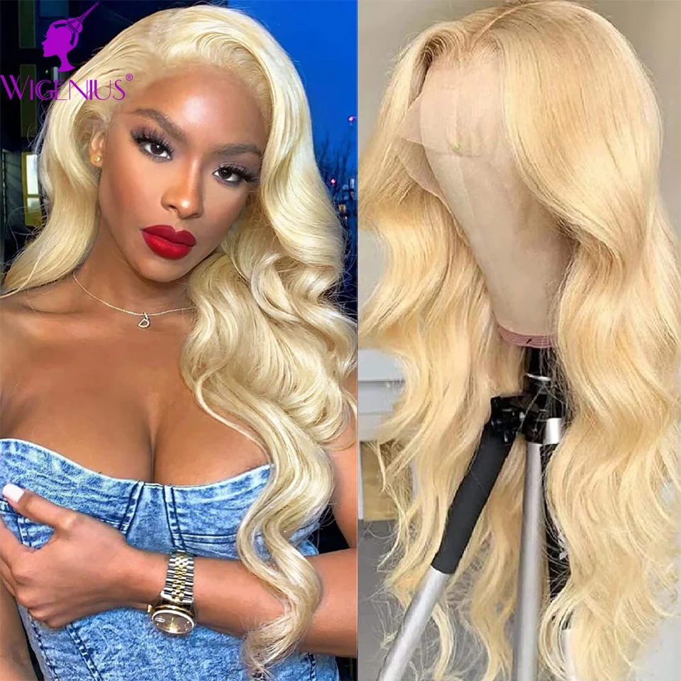

613 Blonde HD Lace Frontal Wig Pre Plucked Bleach Knots Brazilian Body Wave Lace Front Wig Hair Blonde Human Hair Wig 13x4