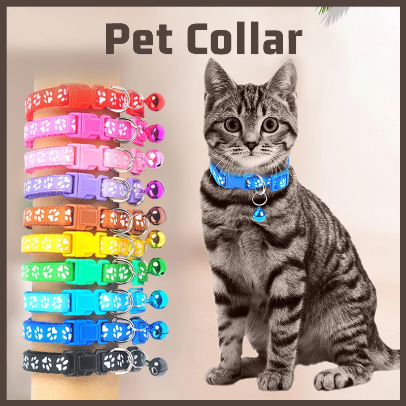 

1pc Collars For Cat Bell Adjustable Safety Necklace With Bell Cute Colorful For Cat Puppy Cat Collar Dropshipping Pet Collars