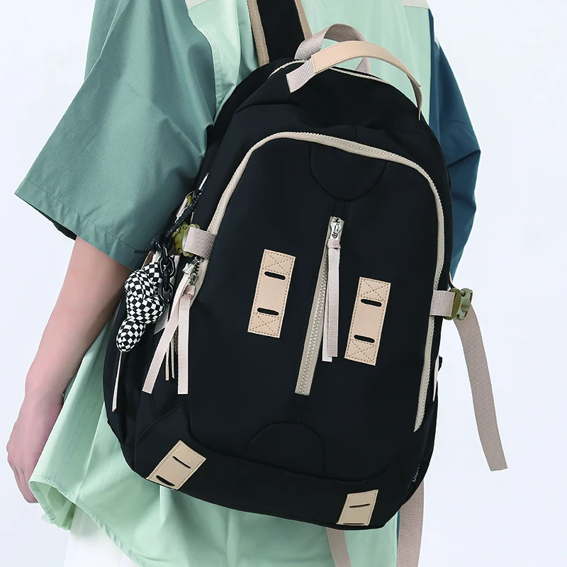 

Large Capacity Women's Backpack Solid Color Teenagers Girls Nylon School Bag Female Student Bookbag Ladies High Quality Rucksack