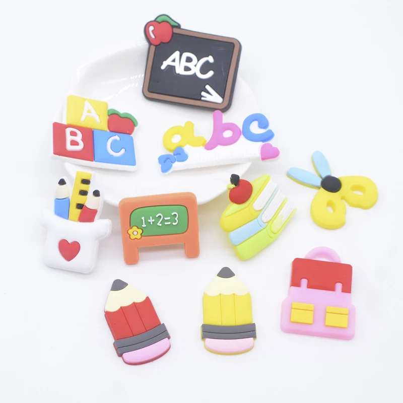 

10Pcs NEW Student Simulation Stationery Soft Rubber Flatback Cabochon Scrapbook Kawaii DIY Headwear Embellishments Accessories