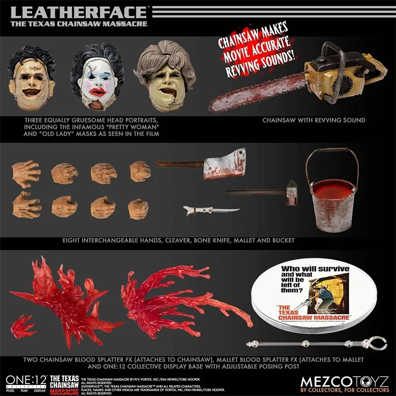 100% Оригинальный MEZCO ONE:12 LEATHERFACE Техасская бензопила бойня искусственная коллекция фигурок аниме модели игрушки