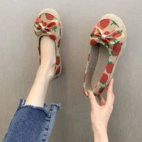 womens 2022 flats spring and summer new all match shallow mouth flat shoes retro strawberry womens shoes shoes trend
