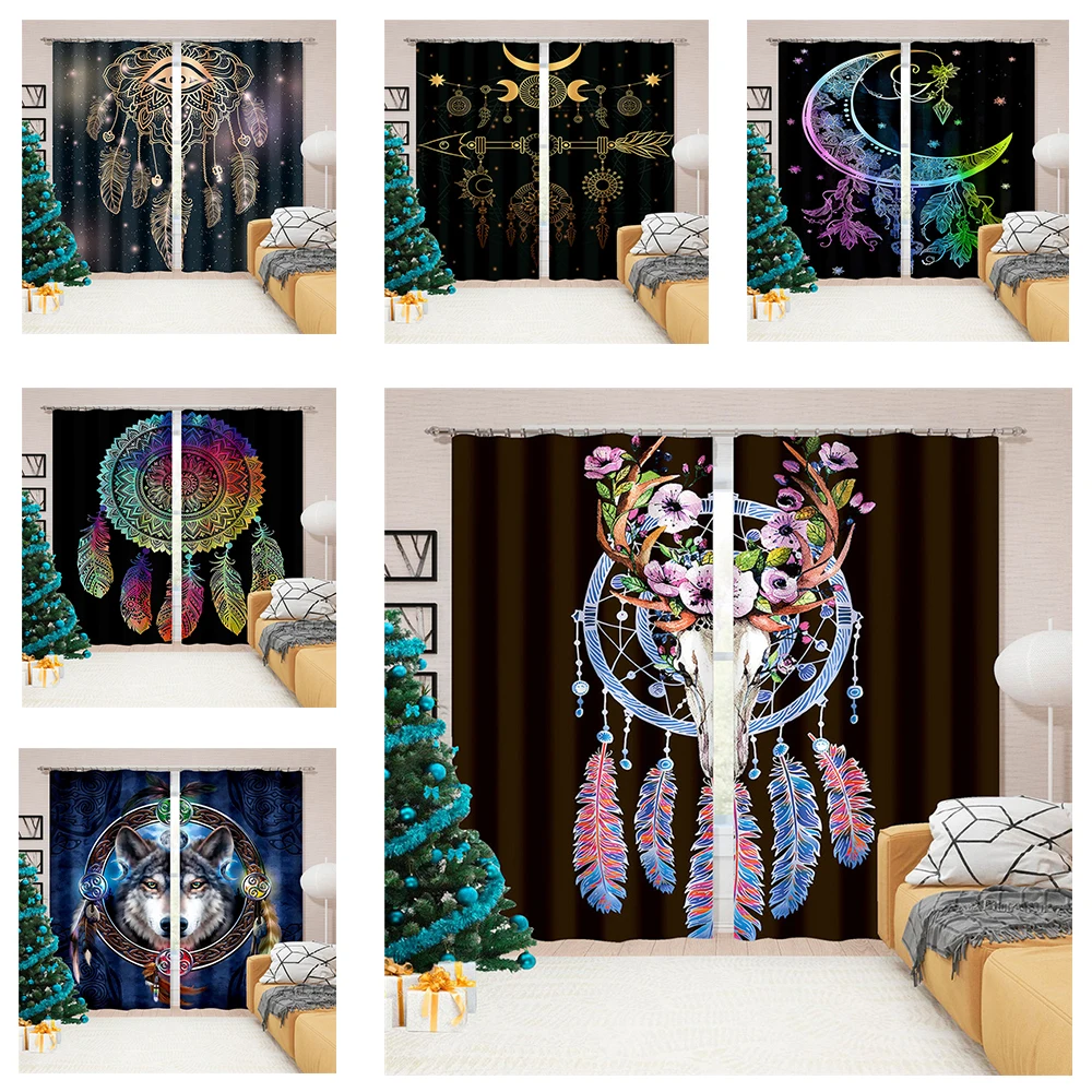 Black Bright Dream Catcher Pattern Blackout Curtain Set Home Decoration
Product Suitable for Everyones Sleep Room Shading Decor