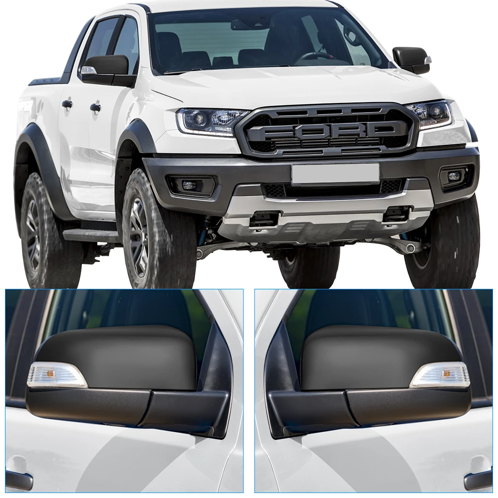 Матовый черный зеркальный чехол для Ford Ranger 2012-2022 T6 T7 T8 XLT XLS XL WILDTRAK PX PX2 PX3 Raptor