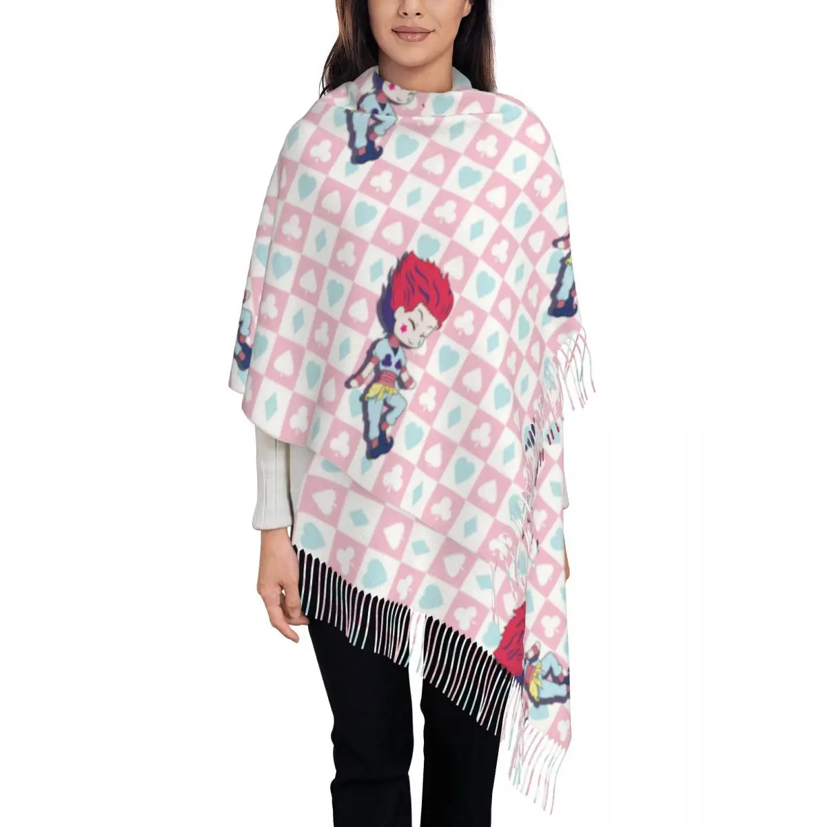 

Hisoka Morou веером-арт Платки для рисования женские зимние теплые большие длинные шарфы