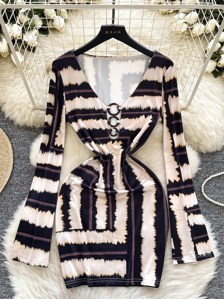 Женское весеннее платье в Корейском стиле темпераментное ретро-принтное с