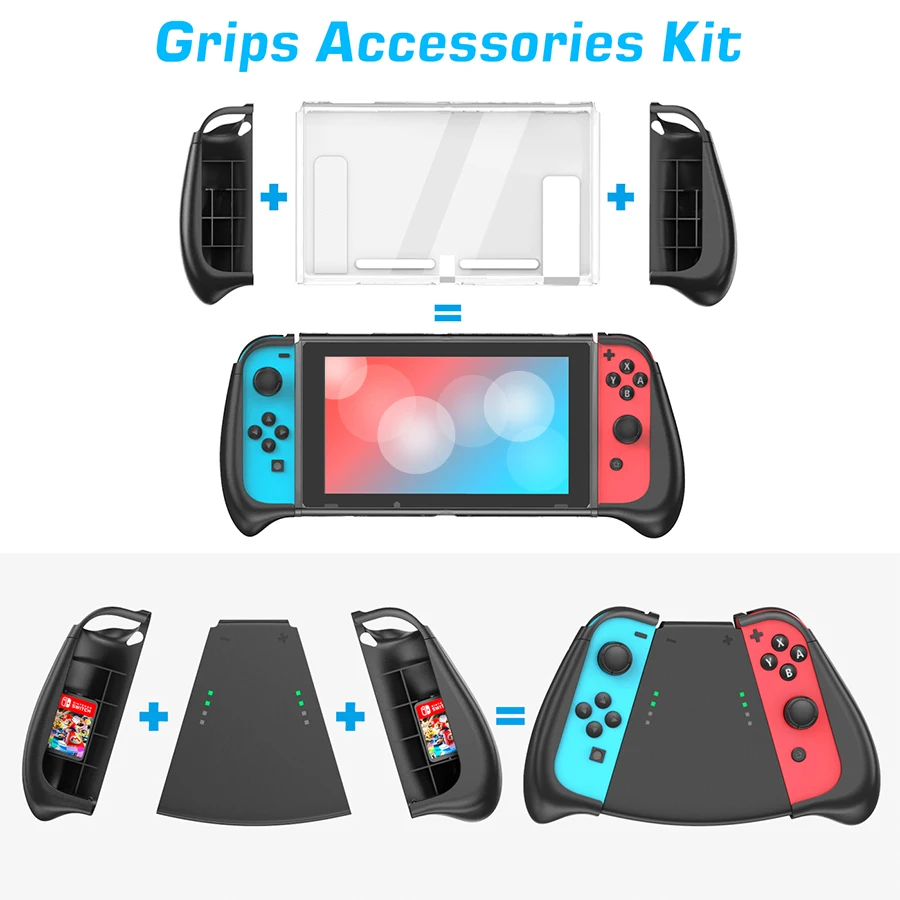 

Multi-functional For Nintendo Switch Asymmetrical Console Grip LaR JoyPad Ergonomic Grip Mount Crystal Dockable Case Thumb Grip