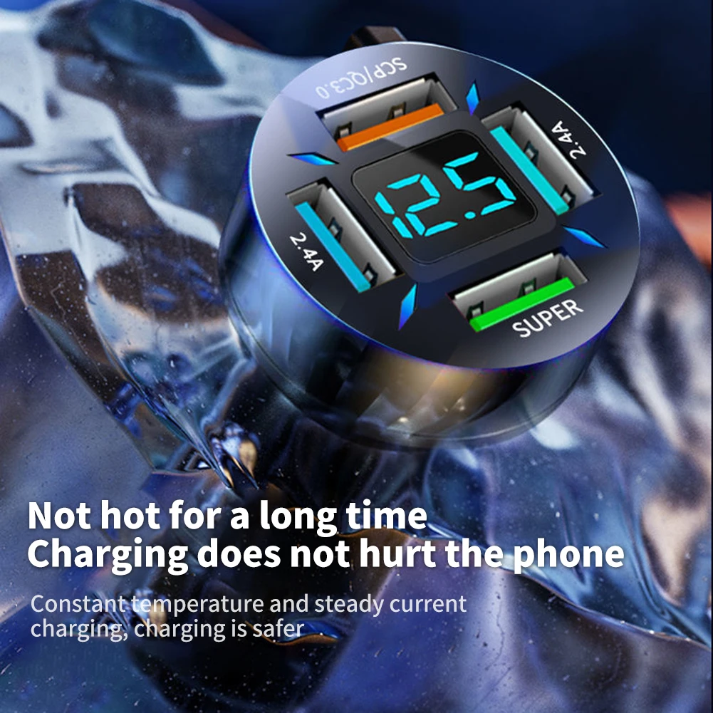 

Практичное автомобильное зарядное устройство 12-24 В 4 USB 5-15 А 5 В-2,4 А. Оранжевый USB-вход QC 3,0 9V-2A 5V-3A от 12 до 24 В, светодиодный дисплей