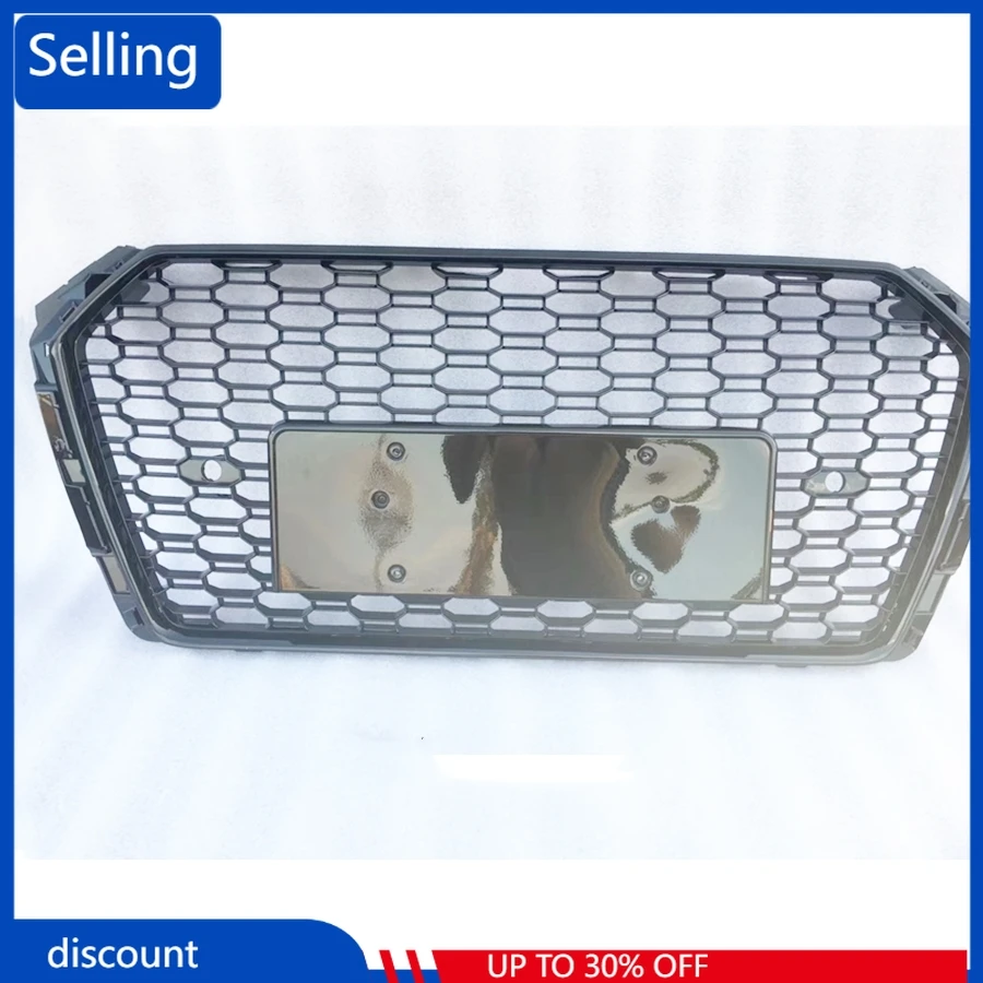 

For RS4 Style Front Sport Hex Mesh Honeycomb Hood Grill Gloss Black for Audi A4/S4 B9 2017-2018 car accessories fast ship