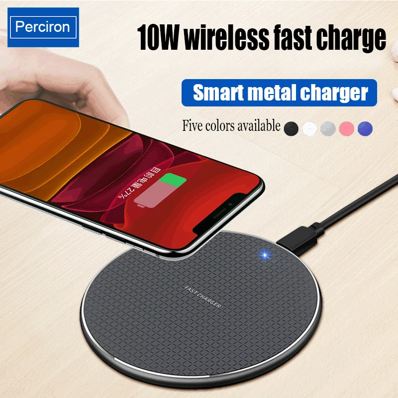 qi wireless fast charger ultra thin metal pad 10w wireless fast charger for iphone13por huawei android samsung s9 note8 adapter free global shipping