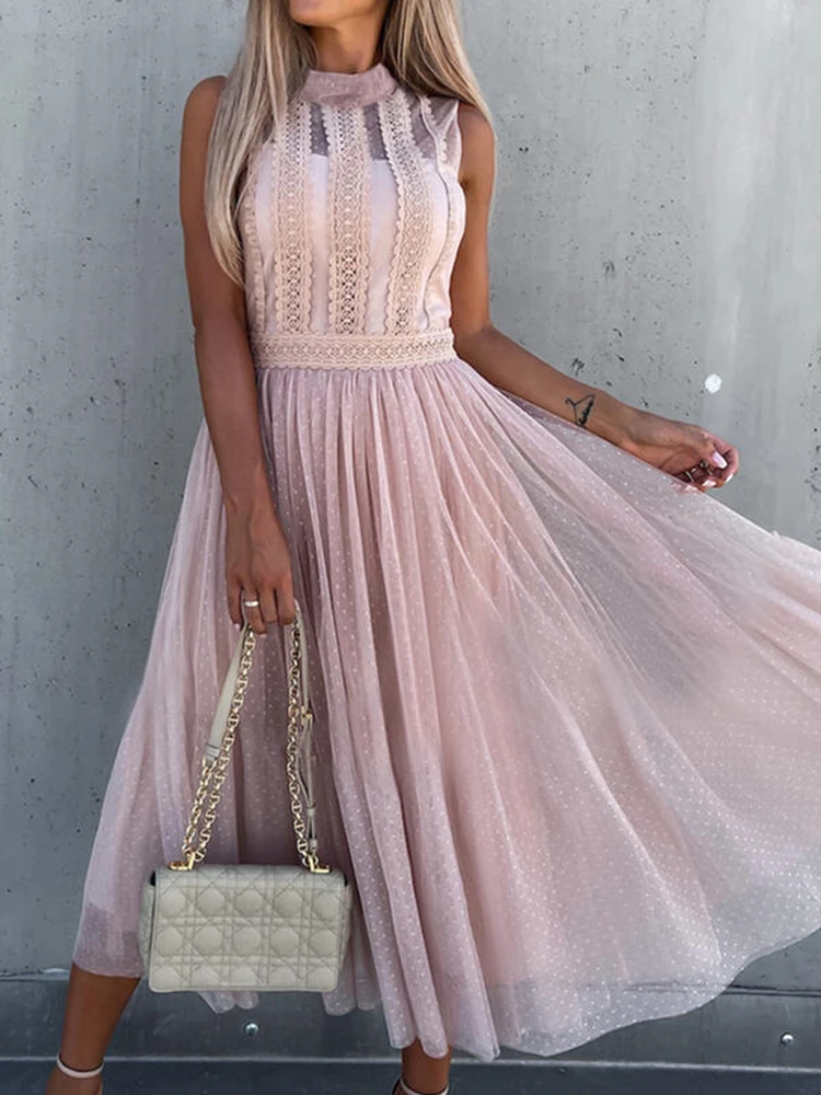 

Mandylandy женское элегантное Сетчатое ажурное вечернее платье модное Y2K без рукавов с высокой талией корсет кружевное длинное вечернее платье