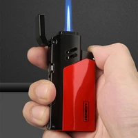 honest metal powerful firepower lighter blue flame windproof butane gas lighter fashion portable multi function cigar puncher